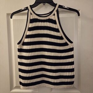 A New Day sz XL striped halter chunky knit sweater tank top beach cruise casual